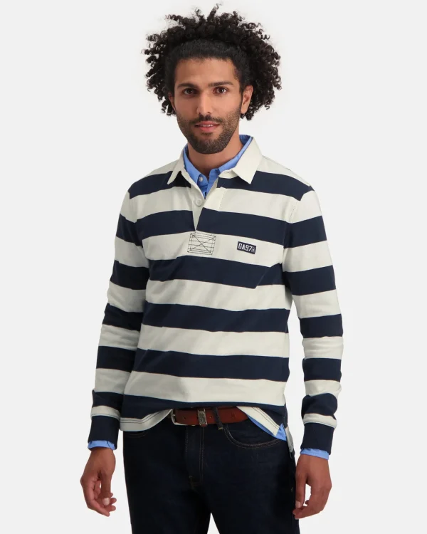 Polo'S En T-Shirts-Gaastra Gestreepte Rugby Shirt Soap