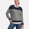 Truien En Sweaters-Gaastra Luxueuze 100% Merino Smerlada Gestreepte Blouse