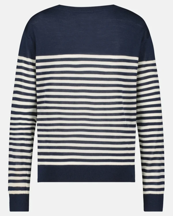 Truien En Sweaters-Gaastra Luxueuze 100% Merino Smerlada Gestreepte Blouse